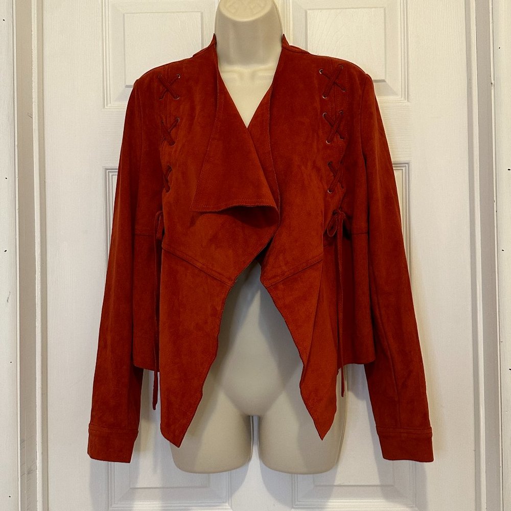 Miss Me Micro-Suede Jacket in Rust - Size Large